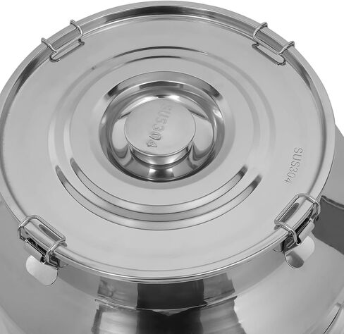 Dfmyhked‌ 64L/17Gal Stainless Steel Sealed Storage Bucket, Wine Pail Bucket with Locking Lid with Faucet, 304 Food Grade Milk Can for Liquid Transport, Dry Goods (64L) in Saudi Arabia