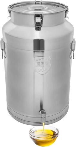 Dfmyhked‌ 64L/17Gal Stainless Steel Sealed Storage Bucket, Wine Pail Bucket with Locking Lid with Faucet, 304 Food Grade Milk Can for Liquid Transport, Dry Goods (64L) in Saudi Arabia