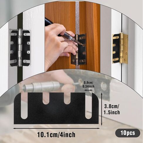 حشوات مفصلات الأبواب، 10 قطع من الفواصل المفصلية البلاستيكية السوداء لمحاذاة الأبواب الداخلية، حشوات أبواب قابلة للتشذيب مقاس 4 بوصات لإصلاح الفجوات والالتصاق، متوافقة مع المفصلات السكنية القياسية in Kuwait