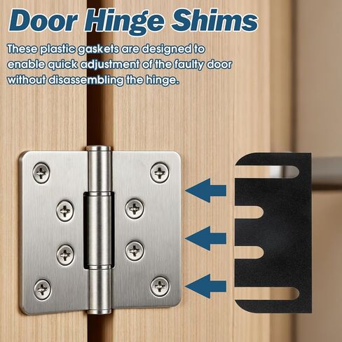 حشوات مفصلات الأبواب، 10 قطع من الفواصل المفصلية البلاستيكية السوداء لمحاذاة الأبواب الداخلية، حشوات أبواب قابلة للتشذيب مقاس 4 بوصات لإصلاح الفجوات والالتصاق، متوافقة مع المفصلات السكنية القياسية in Kuwait