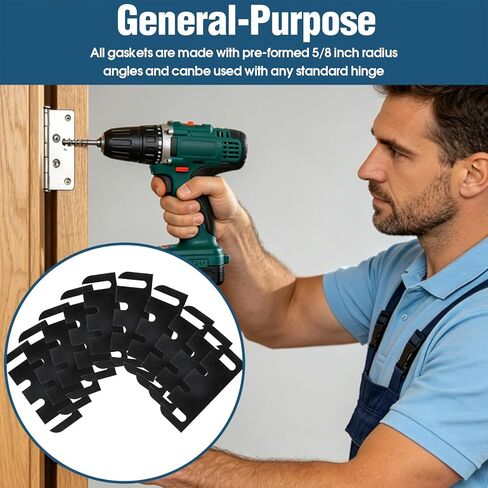 حشوات مفصلات الأبواب، 10 قطع من الفواصل المفصلية البلاستيكية السوداء لمحاذاة الأبواب الداخلية، حشوات أبواب قابلة للتشذيب مقاس 4 بوصات لإصلاح الفجوات والالتصاق، متوافقة مع المفصلات السكنية القياسية in Kuwait