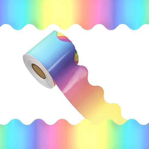 69 Feet Watercolor Rainbow Bulletin Board Borders,Classroom Borders Poster Chalkboard Border for Classroom Decoration Strips (Rainbow) in Kuwait