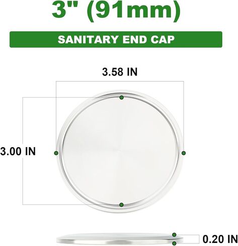TAISHER 5PCS 304 Stainless Steel 3" Tube OD Sanitary End Cap Fittings 3" Tri Clamp 91MM Ferrule Flange with 5PCS Silicone Gaskets in Saudi Arabia