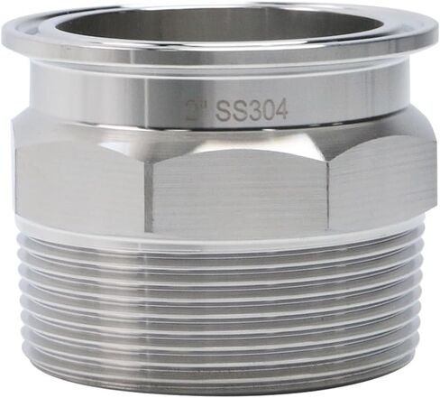Crapyt 2 Inches 304 Stainless Steel Tri Clamp Clover, Hexagonal Sanitary Pipe Fitting to NPT 2" Male Thread Adaptor, Tri Clamp Male Thread Adaptor(2",Sliver) in Saudi Arabia