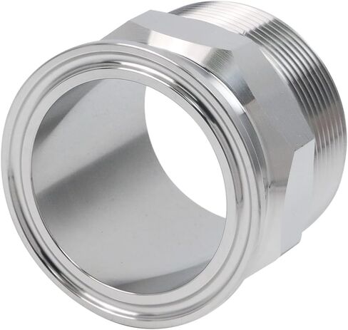 Crapyt 2 Inches 304 Stainless Steel Tri Clamp Clover, Hexagonal Sanitary Pipe Fitting to NPT 2" Male Thread Adaptor, Tri Clamp Male Thread Adaptor(2",Sliver) in Saudi Arabia