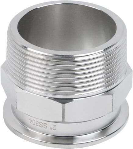 Crapyt 2 Inches 304 Stainless Steel Tri Clamp Clover, Hexagonal Sanitary Pipe Fitting to NPT 2" Male Thread Adaptor, Tri Clamp Male Thread Adaptor(2",Sliver) in Saudi Arabia