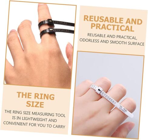 HOMSFOU 10pcs Finger Gauge Tools Reusable Ring Sizer Measurer for Accurate Jewelry Sizing for Weddings and Parties Lightweight and Easy to Carry Black and White Colors Included in Saudi Arabia