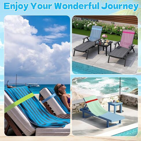 مجموعة من 5 أربطة مناشف من جيرند، مشابك مناشف لكراسي الشاطئ، حامل منشفة مرن مقاوم للرياح لكراسي الشاطئ وكراسي حمام السباحة وسفينة الرحلات البحرية - ملحقات أربطة مناشف العطلات in Kuwait