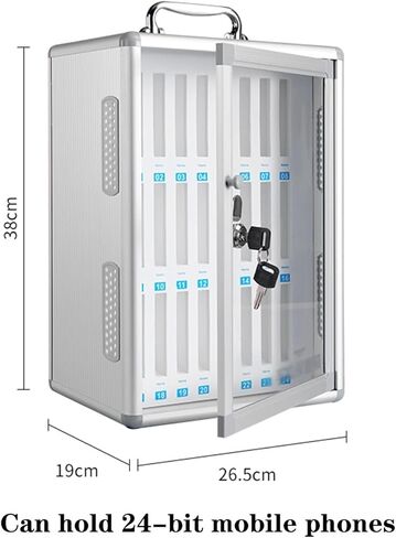 Phone Storage Cabinet Exam Test Mobile Phone Management Box School Mobile Phone Storage Box Mobile Phone Storage Cabinet with Cooling Holes Office Wall Mounted Cell bits (Silver-24 bits) in Saudi Arabia