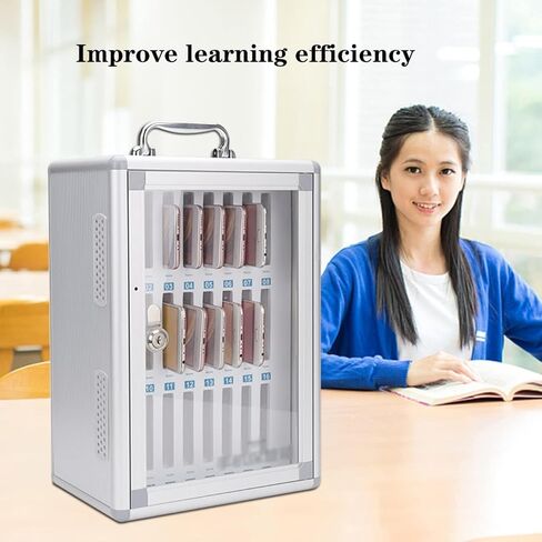 Phone Storage Cabinet Exam Test Mobile Phone Management Box School Mobile Phone Storage Box Mobile Phone Storage Cabinet with Cooling Holes Office Wall Mounted Cell bits (Silver-24 bits) in Saudi Arabia