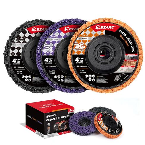 EZARC Stripping Discs 4-1/2" Paint & Rust Removal Wheels for Angle Grinder, Clean and Remove Coatings, Scaling, Welds and Oxidation, Multi-Color Strip Disc Set, 3-Pack (Black, Purple, Orange) in Saudi Arabia