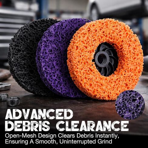 EZARC Stripping Discs 4-1/2" Paint & Rust Removal Wheels for Angle Grinder, Clean and Remove Coatings, Scaling, Welds and Oxidation, Multi-Color Strip Disc Set, 3-Pack (Black, Purple, Orange) in Saudi Arabia