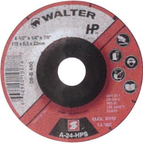 عجلات طحن عالية الأداء من Walter 08B460 4-1/2x1/4x7/8 HP من النوع 27 درجة A-24، 25 عبوة in Saudi Arabia