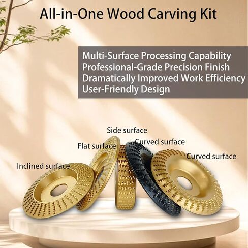 5 Wood Carving Disc Wheels for 4" or 4 1/2" Angle Grinder with 7/8" (22mm) Arbor 100mm & 75mm Diameter - Shaping Discs for Woodworking & Sculpting in Kuwait