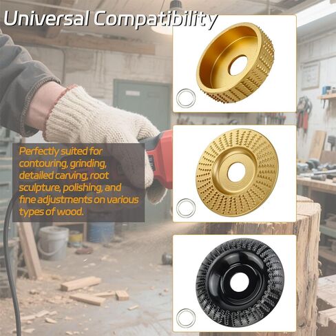 5 Wood Carving Disc Wheels for 4" or 4 1/2" Angle Grinder with 7/8" (22mm) Arbor 100mm & 75mm Diameter - Shaping Discs for Woodworking & Sculpting in Kuwait