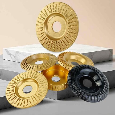 5 Wood Carving Disc Wheels for 4" or 4 1/2" Angle Grinder with 7/8" (22mm) Arbor 100mm & 75mm Diameter - Shaping Discs for Woodworking & Sculpting in Kuwait