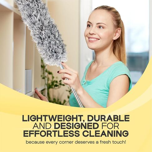 Microfiber Feather Duster with Extension Pole 100 Inches, (8 PCS), Cleaning Brush, Dusters for Cleaning High Ceilings, Cobwebs, Blinds, Cars, Reusable, Washable, Extendable, Ceiling Fan Cleaner Duster in Kuwait