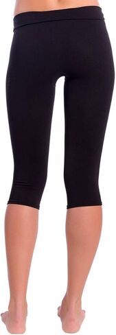 Zensah High Waisted Capris - Women's Compression 3/4 Tights, High Rise Compression Pants, Athletic, Running, Fitness, Workout, Black, Small in Saudi Arabia