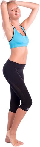Zensah High Waisted Capris - Women's Compression 3/4 Tights, High Rise Compression Pants, Athletic, Running, Fitness, Workout, Black, Small in Saudi Arabia