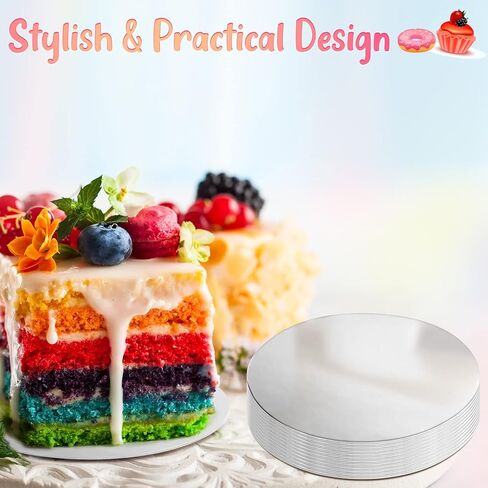 Sawysine Cake Boards Round 4 Inch 50 Pieces Mini Pastry Circle Base Boards Disposable Cardboard Cake Plate Round Coated Cakeboard for Kitchen Baking Caking Pizza Dessert Cupcake Tray (Silver) in Saudi Arabia