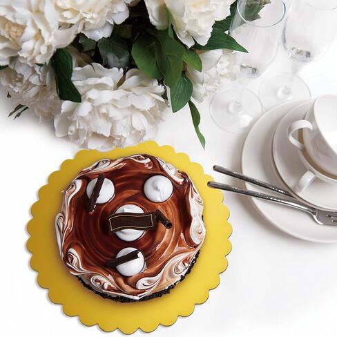 50 Pack Gold Cake Boards, 10 inch Scallop Edge, Disposable Cardboard Rounds, Grease Proof, Perfect for Cake Decorating, Valentine's Day, Weddings, Birthdays in Saudi Arabia