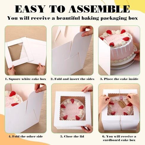 10 Pcs Cake Boards 10 Inch Round Cake Boards with 5 Pcs Boxes Circle Sturdy Cardboard Base White Bakery Boxes with Window for Birthday Party Wedding Tall Dessert in Saudi Arabia