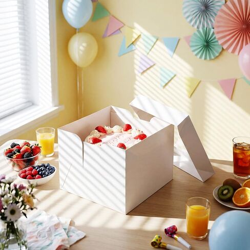 10 Pcs Cake Boards 10 Inch Round Cake Boards with 5 Pcs Boxes Circle Sturdy Cardboard Base White Bakery Boxes with Window for Birthday Party Wedding Tall Dessert in Saudi Arabia