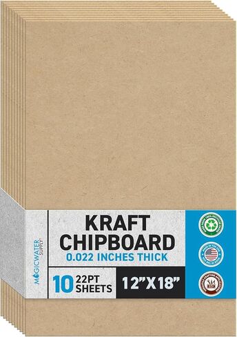 100 Chipboard Sheets 12 x 18 inch - 22pt (Point) Light Weight Brown Kraft Cardboard for Scrapbooking & Picture Frame Backing (.022 Caliper Thick) Paper Board | MagicWater Supply in Saudi Arabia