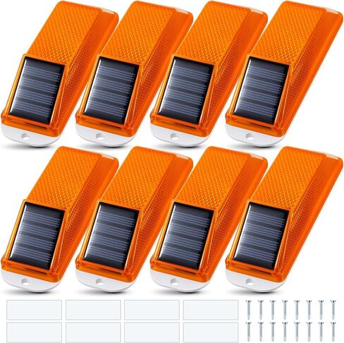 Rossesay 8 Pcs Solar Strobe Warning Lights Sensitive LED Warning Lamp IP54 Waterproof Yellow Flashing Beacon Outdoor Safety Traffic Lights for Driveway, Construction Site, Barricade, Dock, Vehicle in Saudi Arabia