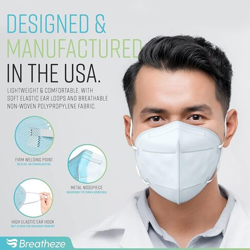 قناع الوجه المعزول الطبي من 3 طبقات مصنوع في الولايات المتحدة الأمريكية، المستوى 1، مقاوم للسوائل ومسجل لدى إدارة الغذاء والدواء الأمريكية، غطاء واقٍ للوجه للاستعمال مرة واحدة مع سلك أنف مزدوج وحلقات للأذن، صندوق قابل للتنفس مكون من 50 قطعة (5 عبوات من 10 in Kuwait