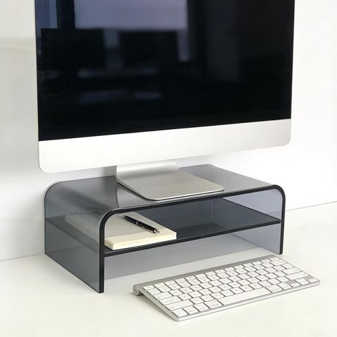 Clear Acrylic 2-Tier Monitor Stand & Desk Organizer-16 "x9.4" x5.5 H Riser Office Office مع تخزين لوحة المفاتيح ، وأجهزة الكمبيوتر المحمولة ، والكمبيوتر المحمول ، و IMAC ، والطابعة ، والتلفزيون ، وأجهزة الوسائط المتعددة (الأزرق الشفاف) in Saudi Arabia