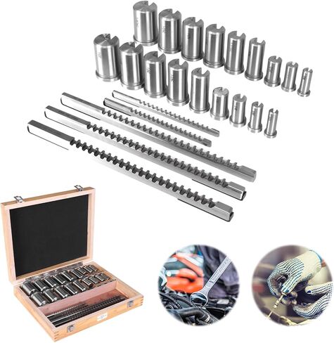 Generic Keyway Broach Kit 30pcs Keyway Broaching Set with 5 Broaches 18 Bushings 7 Shims for Metalworking Manufacturing in Saudi Arabia