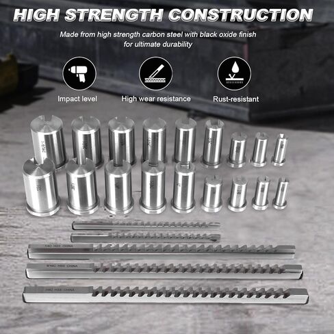 Generic Keyway Broach Kit 30pcs Keyway Broaching Set with 5 Broaches 18 Bushings 7 Shims for Metalworking Manufacturing in Saudi Arabia