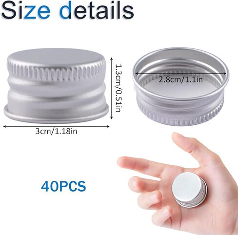 INCREWAY 40Pcs Screw Top Caps, 28mm Aluminum Screw-On Lids for Glass Bottles Beers, Replacement Threaded Lids For Liquid Containers (Silver) in Saudi Arabia