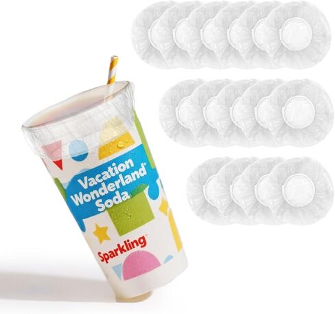 عبوة من 50 غطاء كوب قابل لإعادة الاستخدام - غطاء مانع للتسرب بديل لمشروبات المتنزهات الترفيهية في ديزني لاند وعالم ديزني والحفلات الموسيقية - صديق للقش، خالٍ من مادة BPA، يناسب معظم أحجام الأكواب - الرحلات البحرية وأساسيات السفر العائلية in Kuwait