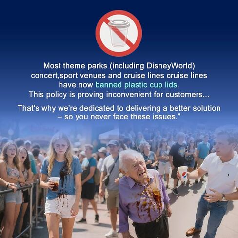 عبوة من 50 غطاء كوب قابل لإعادة الاستخدام - غطاء مانع للتسرب بديل لمشروبات المتنزهات الترفيهية في ديزني لاند وعالم ديزني والحفلات الموسيقية - صديق للقش، خالٍ من مادة BPA، يناسب معظم أحجام الأكواب - الرحلات البحرية وأساسيات السفر العائلية in Kuwait