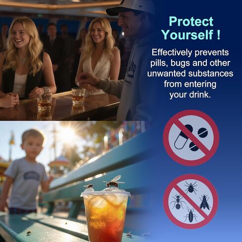 عبوة من 50 غطاء كوب قابل لإعادة الاستخدام - غطاء مانع للتسرب بديل لمشروبات المتنزهات الترفيهية في ديزني لاند وعالم ديزني والحفلات الموسيقية - صديق للقش، خالٍ من مادة BPA، يناسب معظم أحجام الأكواب - الرحلات البحرية وأساسيات السفر العائلية in Kuwait