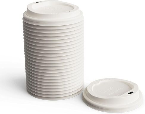 Perk Compostable Plastic Hot Cup Lids, 500 Count Bulk Disposable Coffee Cup Lids for 10–16 Oz Paper Hot Cups in Kuwait