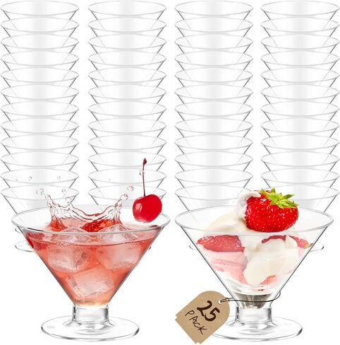 50 PCS يمكن التخلص من نظارات Martini للحفلات 5 أوقية ، نظارات Martini البلاستيكية يمكن التخلص منها ، Martini Plastic Coups for Wedding Party Bowl Wine Ice Cream Fruit in Kuwait