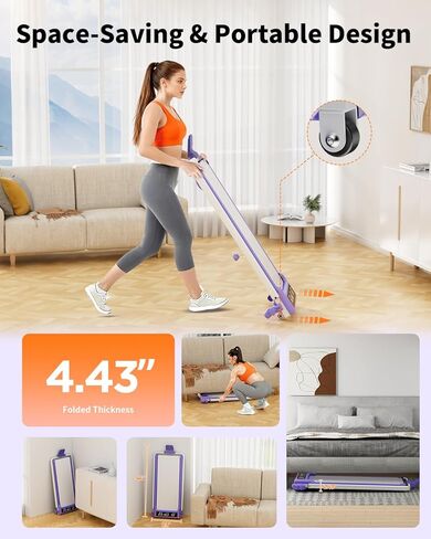 وسادة مشي قابلة للطي مع ميل بنسبة 15%/إضاءة RGB/شاشة عرض مزدوجة، جهاز مشي بقوة 3.5 حصان للمنزل، جهاز مشي محمول مع شريط مقبض و4 انحناءات قابلة للتعديل، سعة 350 رطل، تطبيق ذكي in Kuwait