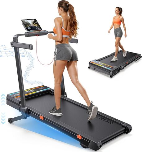 وسادة مشي قابلة للطي مع انحدار تلقائي بنسبة 0-15% وقضيب مقبض، جهاز مشي تحت المكتب بسعة وزن 300 رطل، جهاز مشي هادئ 3.0 حصان للمنزل مع مكبر صوت، تطبيق وجهاز تحكم عن بعد in Kuwait