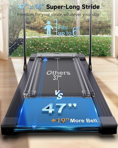 جهاز مشي Lichico PulseDrive بسرعة 8.7 ميل في الساعة مع BLDC، يناسب مكتبًا طويل جدًا يصل إلى 6 أقدام و47 بوصة × 16 بوصة مع شريط مقبض، جهاز مشي مدمج تحت المكتب لمكتب HomOffice، جهاز المشي عن بعد للجري in Kuwait