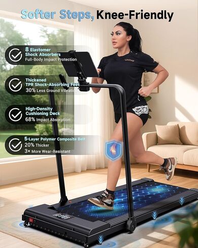 جهاز مشي Lichico PulseDrive بسرعة 8.7 ميل في الساعة مع BLDC، يناسب مكتبًا طويل جدًا يصل إلى 6 أقدام و47 بوصة × 16 بوصة مع شريط مقبض، جهاز مشي مدمج تحت المكتب لمكتب HomOffice، جهاز المشي عن بعد للجري in Kuwait