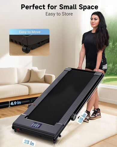 جهاز مشي Lichico PulseDrive بسرعة 8.7 ميل في الساعة مع BLDC، يناسب مكتبًا طويل جدًا يصل إلى 6 أقدام و47 بوصة × 16 بوصة مع شريط مقبض، جهاز مشي مدمج تحت المكتب لمكتب HomOffice، جهاز المشي عن بعد للجري in Kuwait