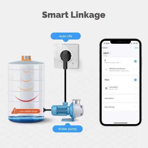 مستشعر ذكي لمستوى المياه واي فاي، مراقب خزان السائل بالموجات فوق الصوتية الدقيقة مع تطبيق Tuya Smart Life، مقياس IP65 للزيت والوقود المقاوم للماء، تنبيهات عن بعد في الوقت الحقيقي لحفر الحوض والصهاريج (ME201W) in Kuwait