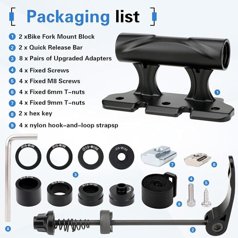 قطعتان من كتلة تثبيت شوكة الدراجة، سبيكة سريعة الفك من خلال محور السيارة لسقف الدراجة والشاحنة وسرير الدراجة مع 4 محولات للطرق وMTB والدراجات الهجينة in Kuwait