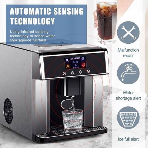 Ice Maker Machinefor Home,2-in-1 Clear Ice Cube Maker/Cold Water Machine with LCD Display,3 Bullet Ice Sizes, 2 Water Inlet Methods in Saudi Arabia