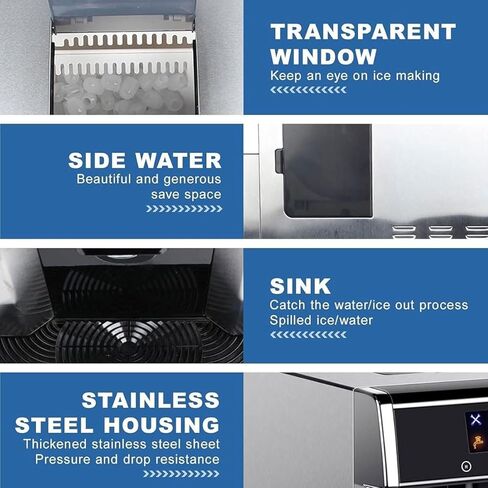 Ice Maker Machinefor Home,2-in-1 Clear Ice Cube Maker/Cold Water Machine with LCD Display,3 Bullet Ice Sizes, 2 Water Inlet Methods in Saudi Arabia