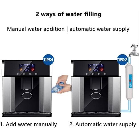 Ice Maker Machinefor Home,2-in-1 Clear Ice Cube Maker/Cold Water Machine with LCD Display,3 Bullet Ice Sizes, 2 Water Inlet Methods in Saudi Arabia