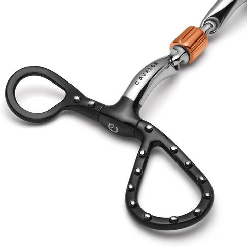 Teardrop Shank Curb Bit with Cricket Roller, 3-Piece Western Horse Bit, Silver Dot Studded Black Cheekpiece, 12mm Copper Roller Mouthpiece, Trail Pleasure Reining Show Bit with Carry Pouch in Saudi Arabia